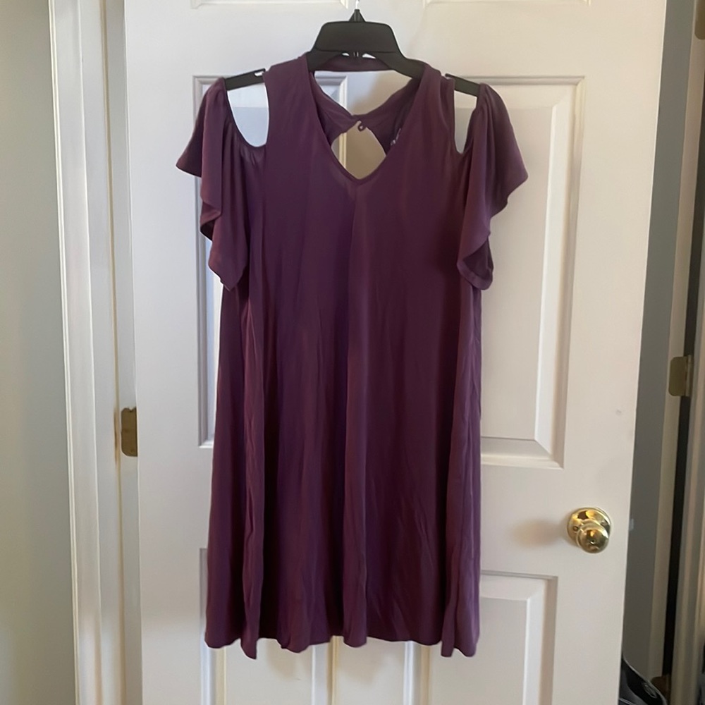 Cold shoulder flutter sleeve mini dress